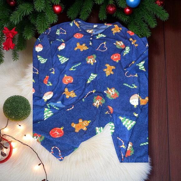 Christmas Holiday Pajama Set Large Gingerbread Ornament Tree Lounge Top Bottom - Picture 13 of 13